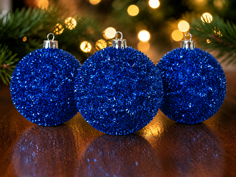 Plastikowa kulka &ldquo;Fluffy&rdquo;, ozdobna lameta, kolor niebieski, D-60, Niebieski