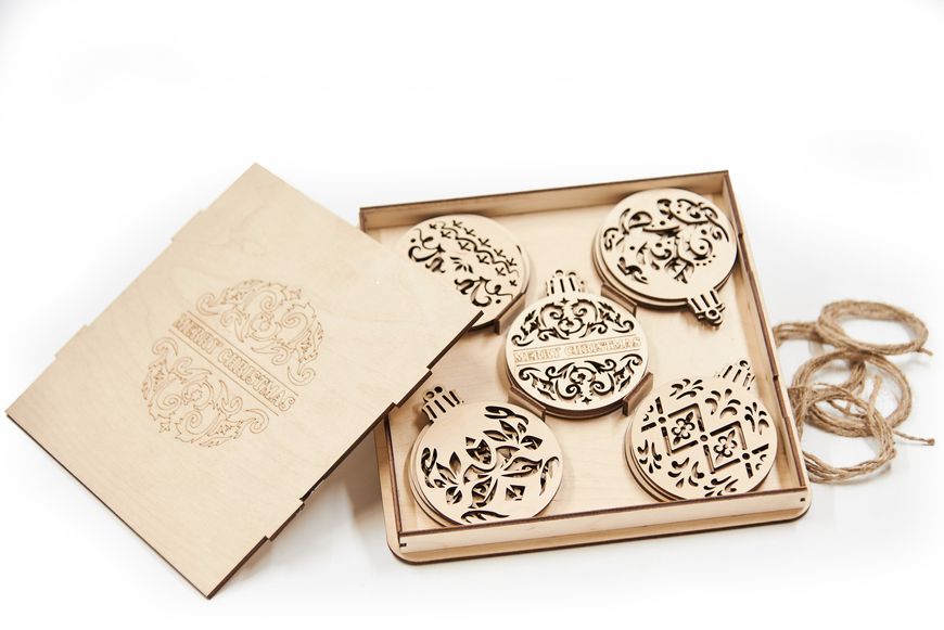 Set of pendants in a box “New Year”, plywood, 15 pcs