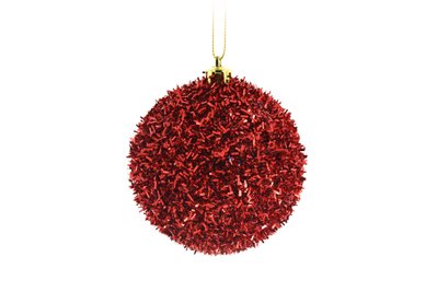 Куля пластик “Пухнастик”, декор мішура, колір червоний, D-60, Червоний