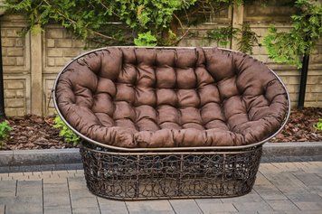 Rattan sofa MAMASET, Brown rattan, Brown, Brown