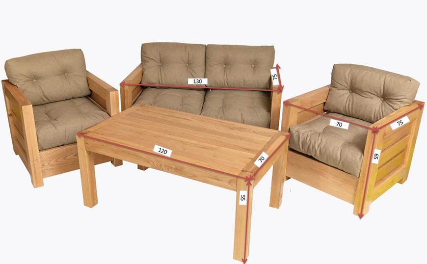 Garden set SPACE WOOD MIDDLE, Natural wood color, Brown