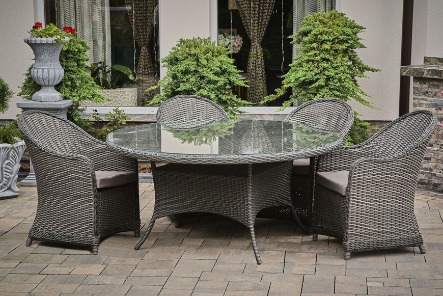 Olivia Quattro garden set, Gray rattan, Grey, Beige