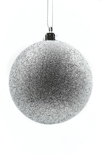 Plastic ball, glitter decor, silver color, D-30, Silver