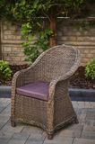 Fotel rattanowy OFELIA, Migdałowy rattan, Migdałowy, Szary