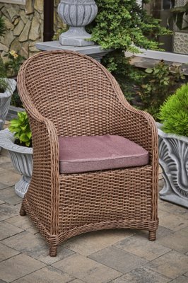 Rattan armchair Olivia, Tobacco rattan, Tobacco, Gray