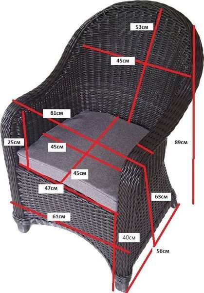 Fotel rattanowy OFELIA, Migdałowy rattan, Migdałowy, Szary