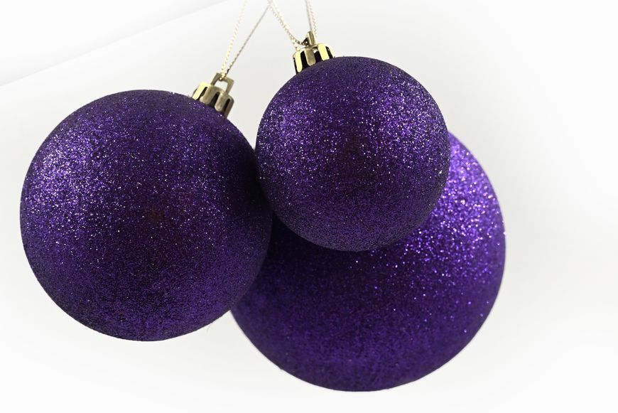 Plastic ball, glitter decor, violet color, D-60, Purple