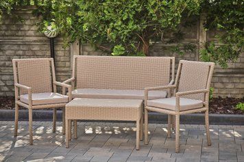 Garden set EMMA, Beige rattan, Beige, Gray