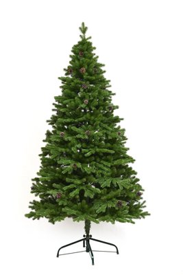 Artificial Christmas tree "Scottish" with cones, molded plastic, light green color, 2.1, Light Green, 120 sm