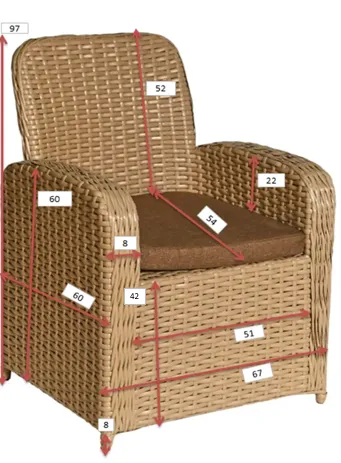 Garden set AMELIA MIDL, Brown rattan, Brown, Beige