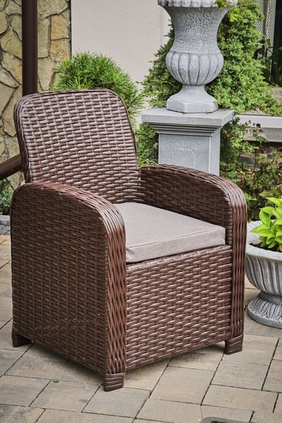 Garden set AMELIA MIDL, Brown rattan, Brown, Beige