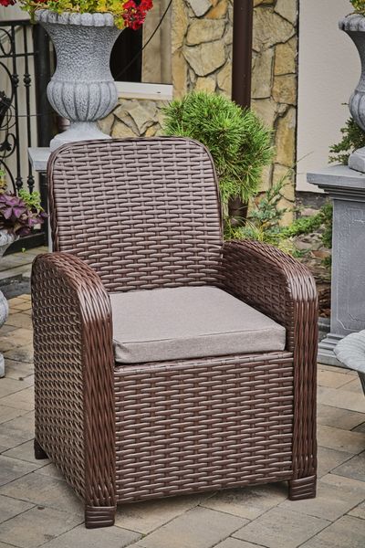 Garden set AMELIA MIDL, Brown rattan, Brown, Beige