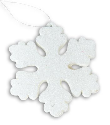 Wisiorek “Śnieżynka”, pianka, brokatowy dekor, 14 См, Biały