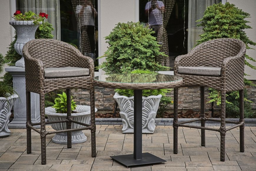 DUBLIN garden set, Black and beige rattan, Almond, Gray