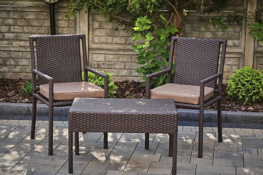 EMMA Mini garden set, Brown rattan, Brown, Gray