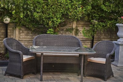 Garden set OFELIA, Anthracite rattan, Anthracite, Beige