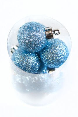 Set of Christmas decorations in a tube, plastic ball, D-30, 15 pcs, D-40, Light blue