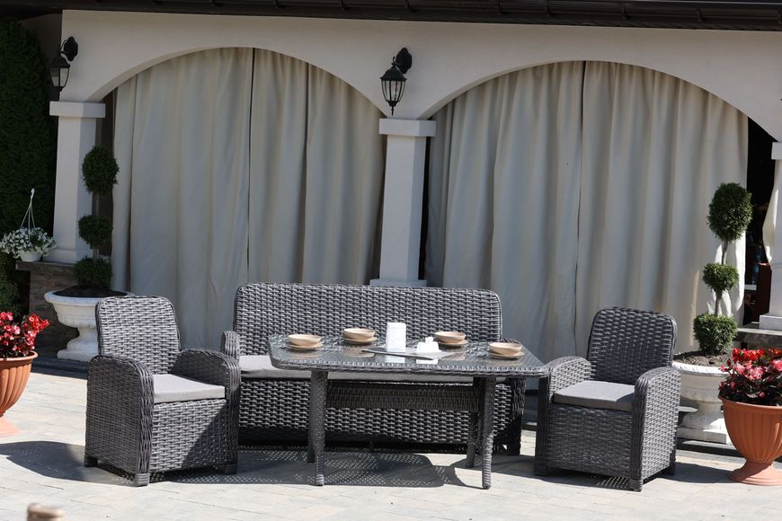 Garden set AMELIA, Anthracite rattan, Anthracite, Beige