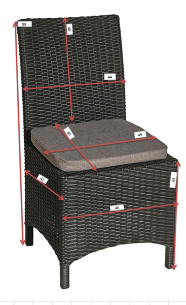 Set VANILLE MIDDLE, Anthracite rattan, Anthracite, Gray