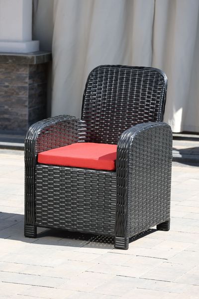 Garden set AMELIA, Black rattan, Black, Beige