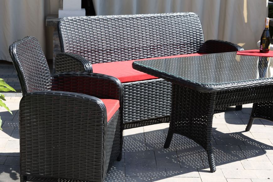 Garden set AMELIA, Black rattan, Black, Beige