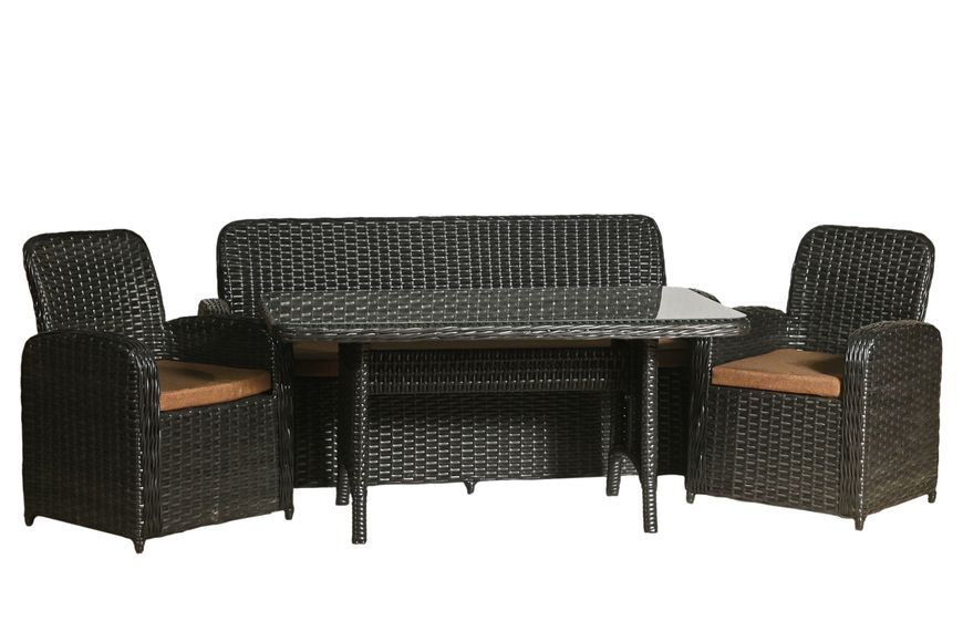 Garden set AMELIA, Black rattan, Black, Beige