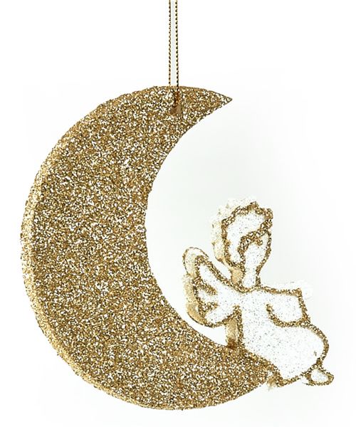 Підвіска “Ангел на місяці”, пінопласт, 11,5 см, Золотий