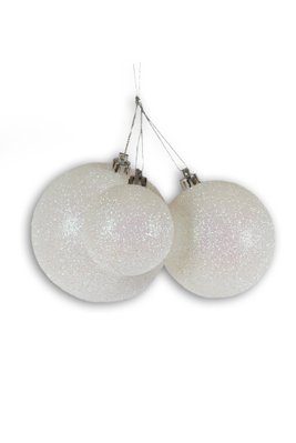 Plastic ball, glitter decor, white color, D-40, White