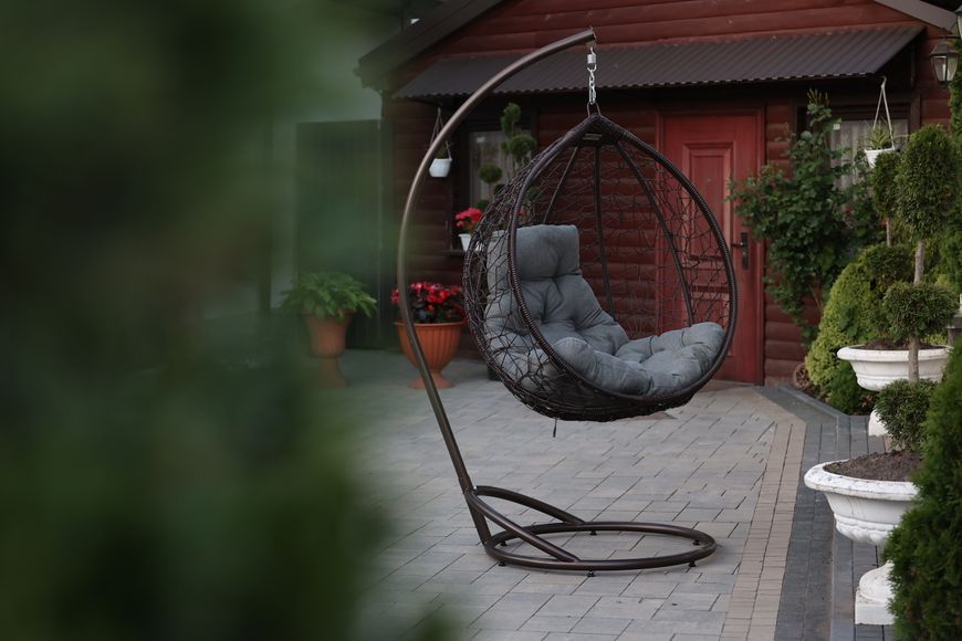 Chair-swing COCON, Brown rattan, Brown, Gray
