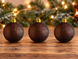 Plastic ball, glitter decor, brown color, D-60, brązowy